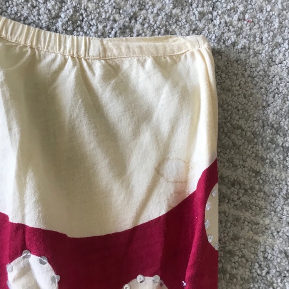 Red and White Boho Tribal A-Line Skirt Size Small - Picture 3 of 4
